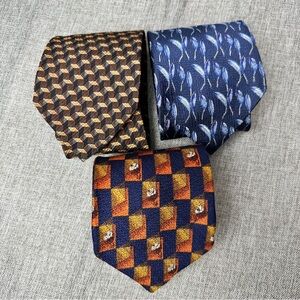 Ermenegildo Zegna Silk Mens Ties Vintage Italy Old Money 3.75" Unique Lot of 3